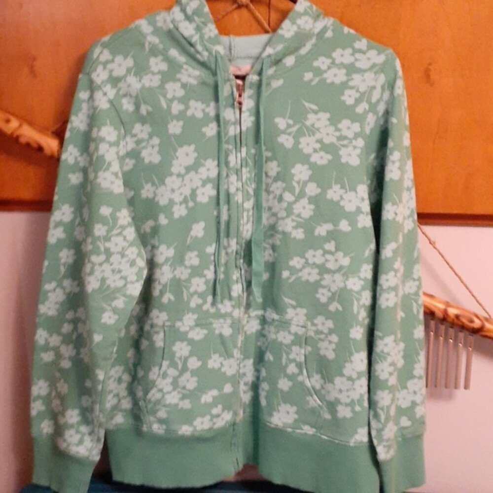 Old navy green floral hoodie  x-large